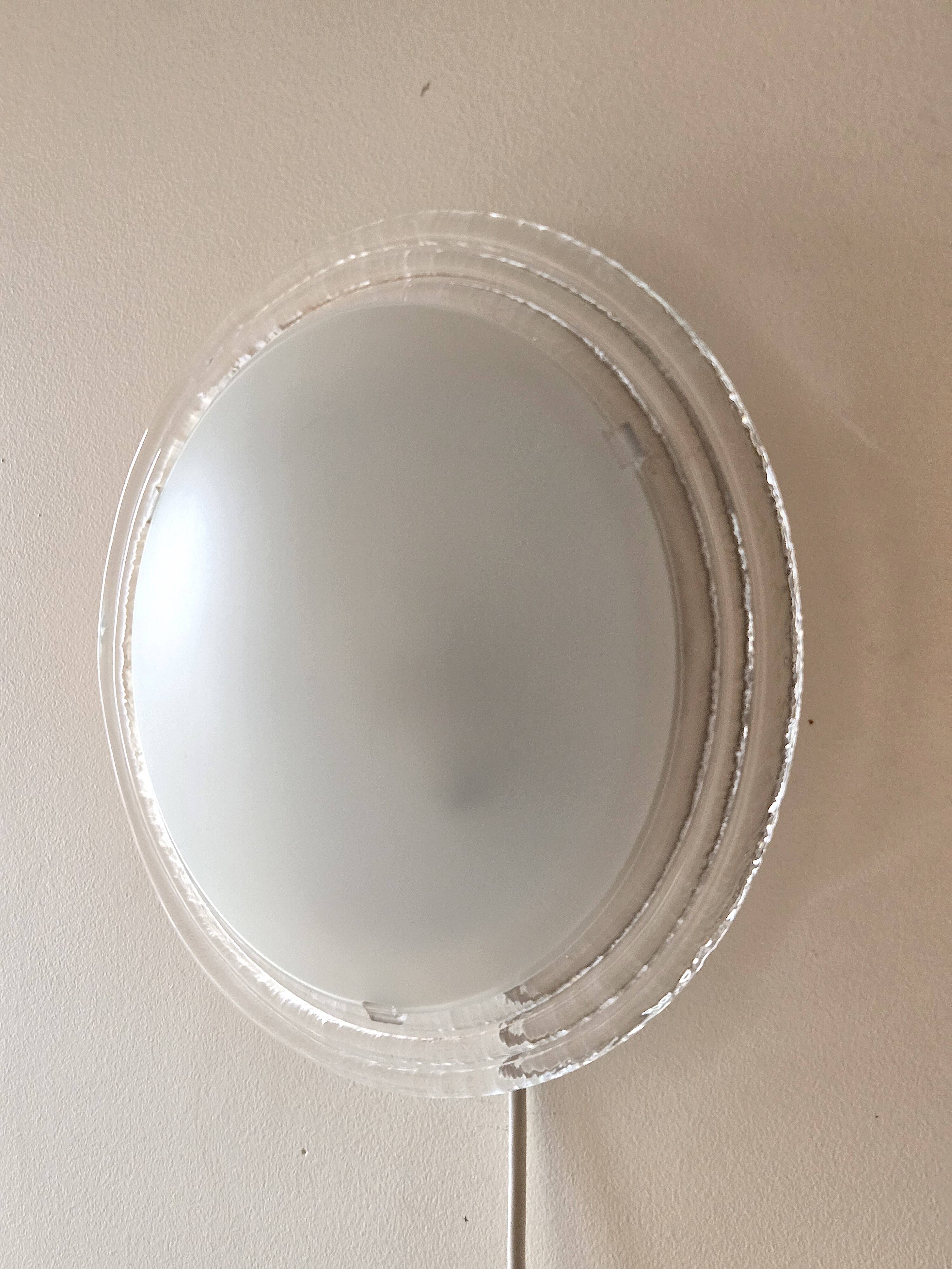 Pair of wall lights or ceiling lights in pressed glass and opaline - vintage design 80