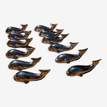 Silver knife holders whale model
