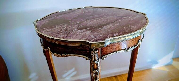 Restored Louis XV Style Gueridon with Marble Top & Chiselled Bronzes