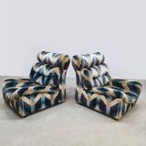 Vintage velvet modular lounge sofa 'Geometric lines'