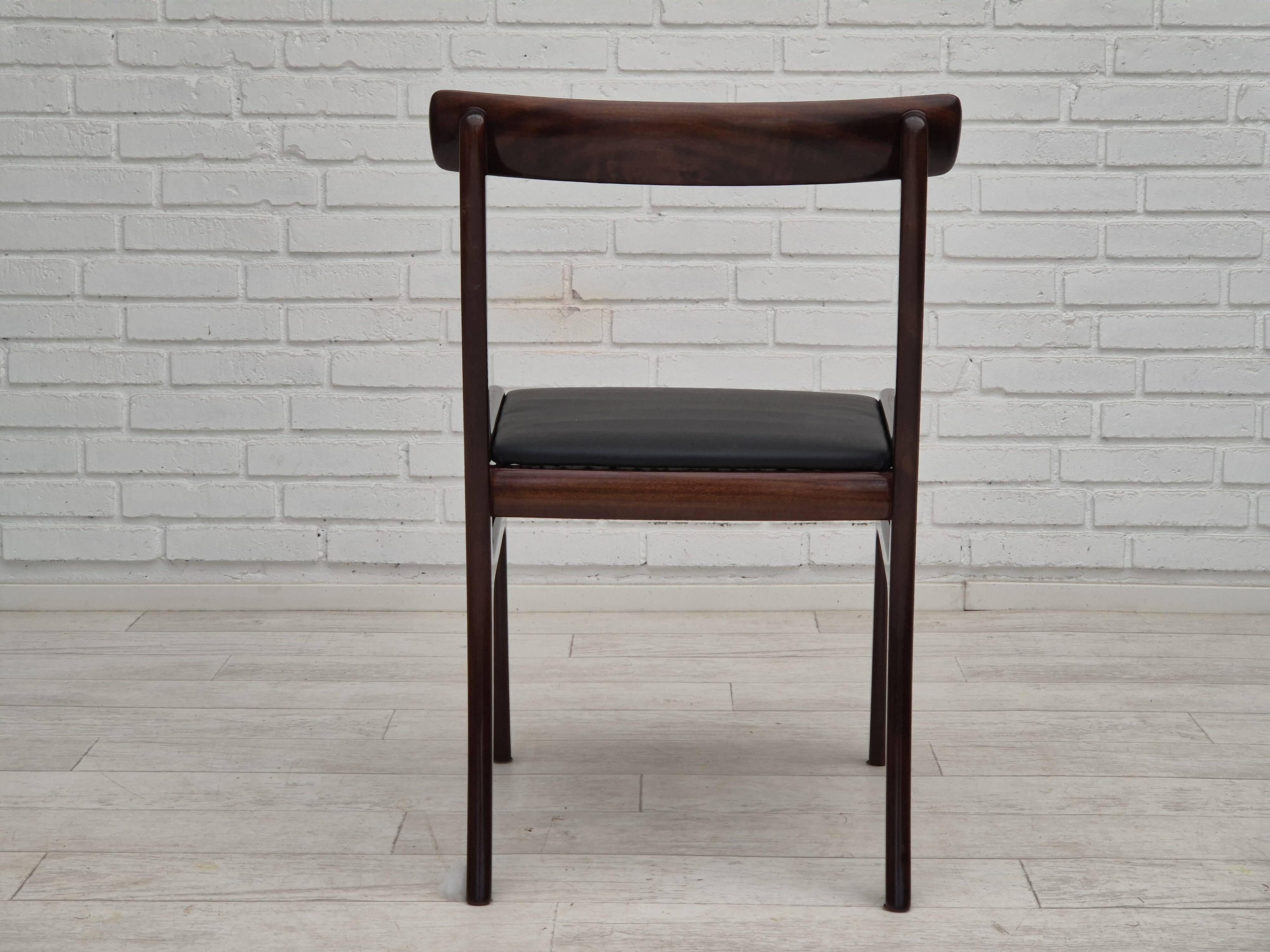 1960s, Danish design by Ole Wanscher, set of 4 Danish dinning chairs, mahogany wood, reupholstered.