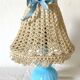 Chatard blue opaline bedside lamp, hook lampshade