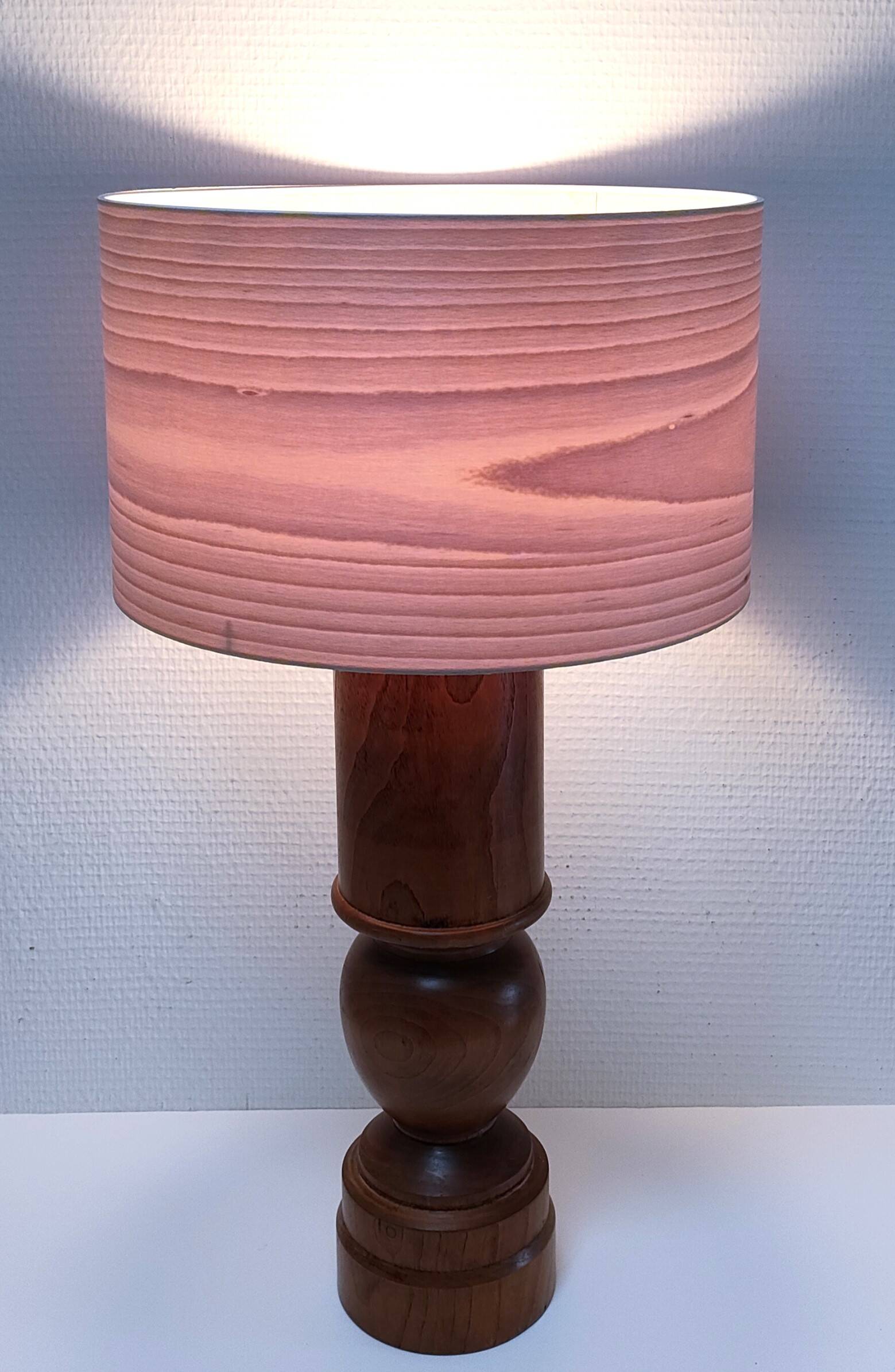 Vintage solid oak lamp base stamped H.44 cm