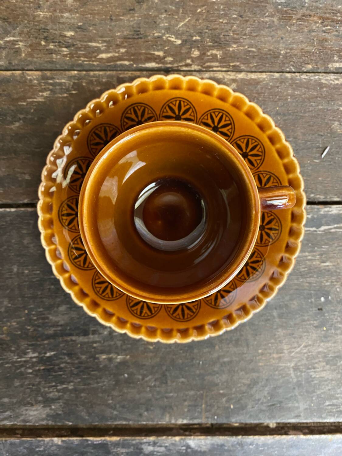 Set of 6 cups and saucers digoin colorado model vintage beige ceramic