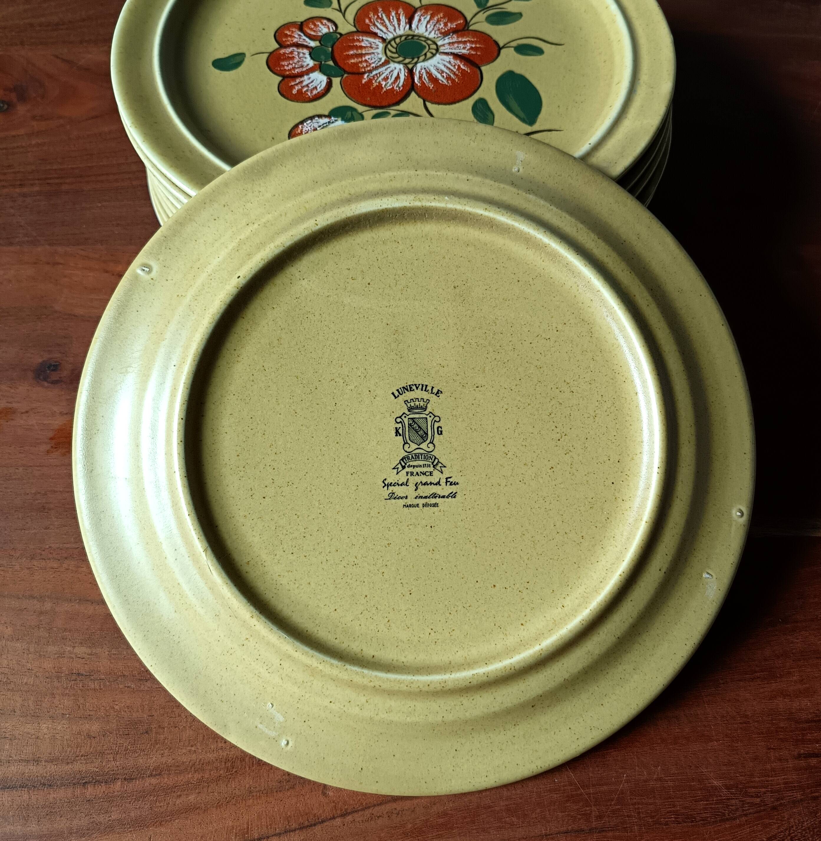 9 k&g luneville french ceramic dinner plates, ø 24.8 cm