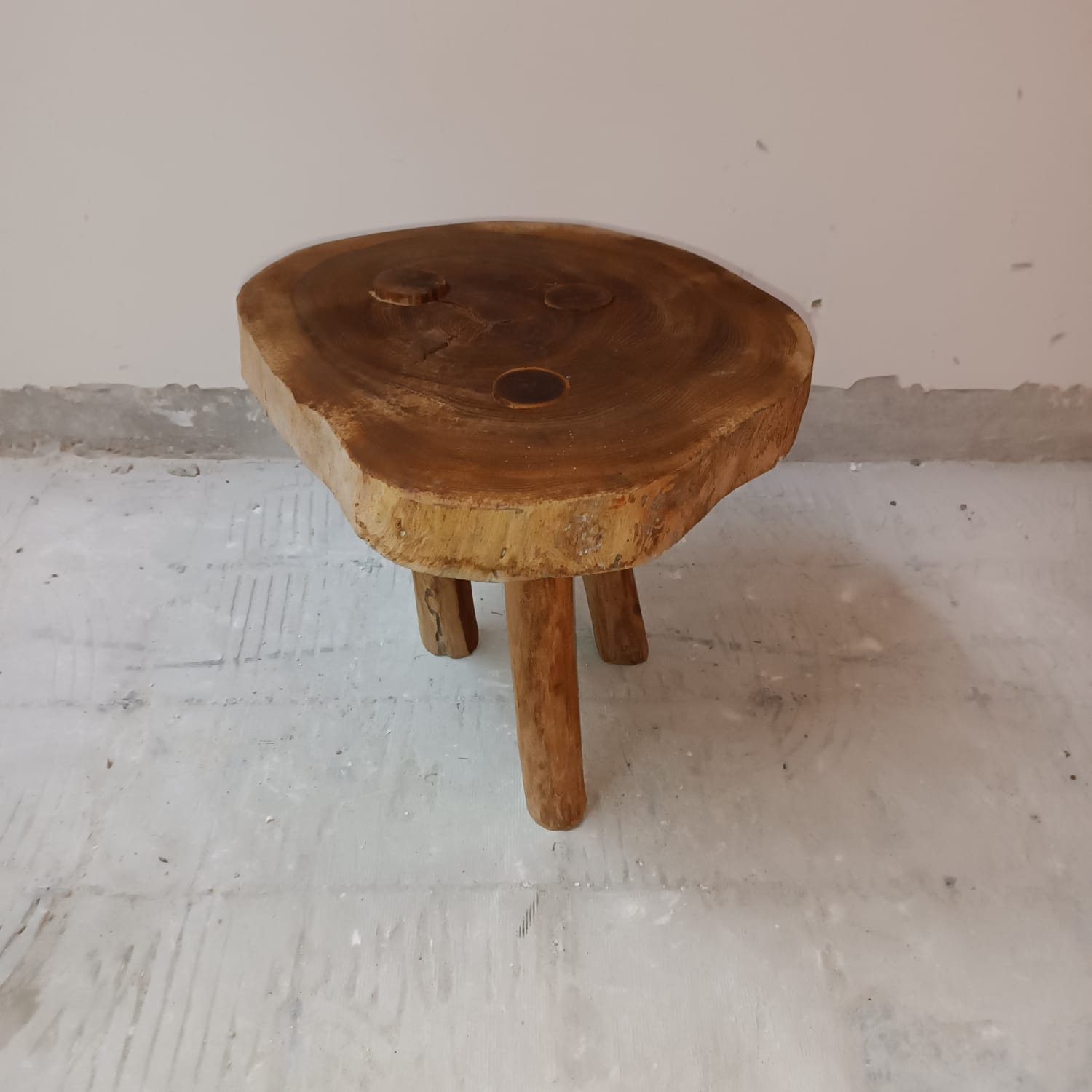 Brutalist solid wood stool