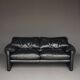 Two seater Maralunga Sofa in Black Leather for Cassina. 1970s