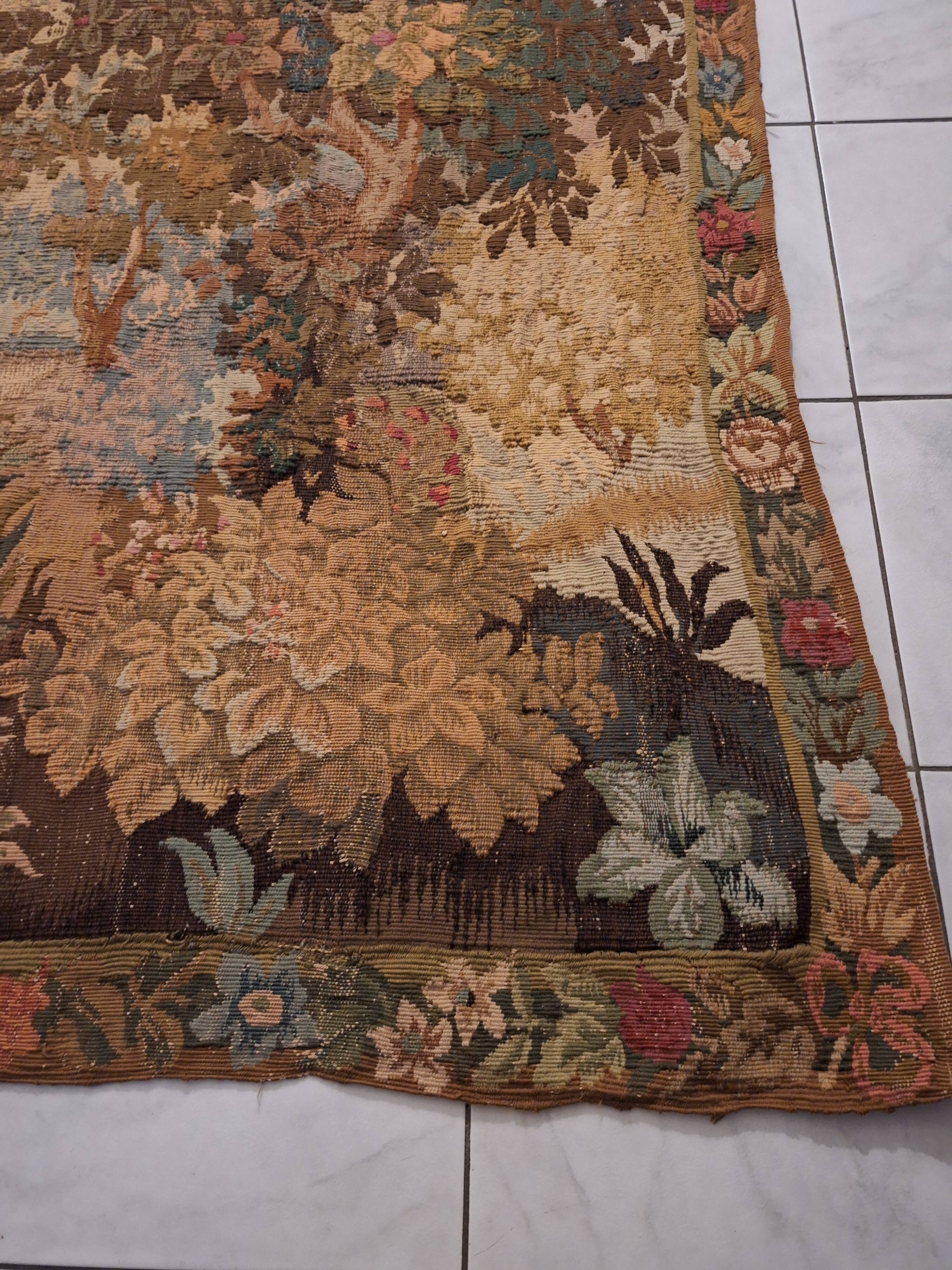 Tapisserie de laine "Verdure Flamande" de la manufacture Robert Four