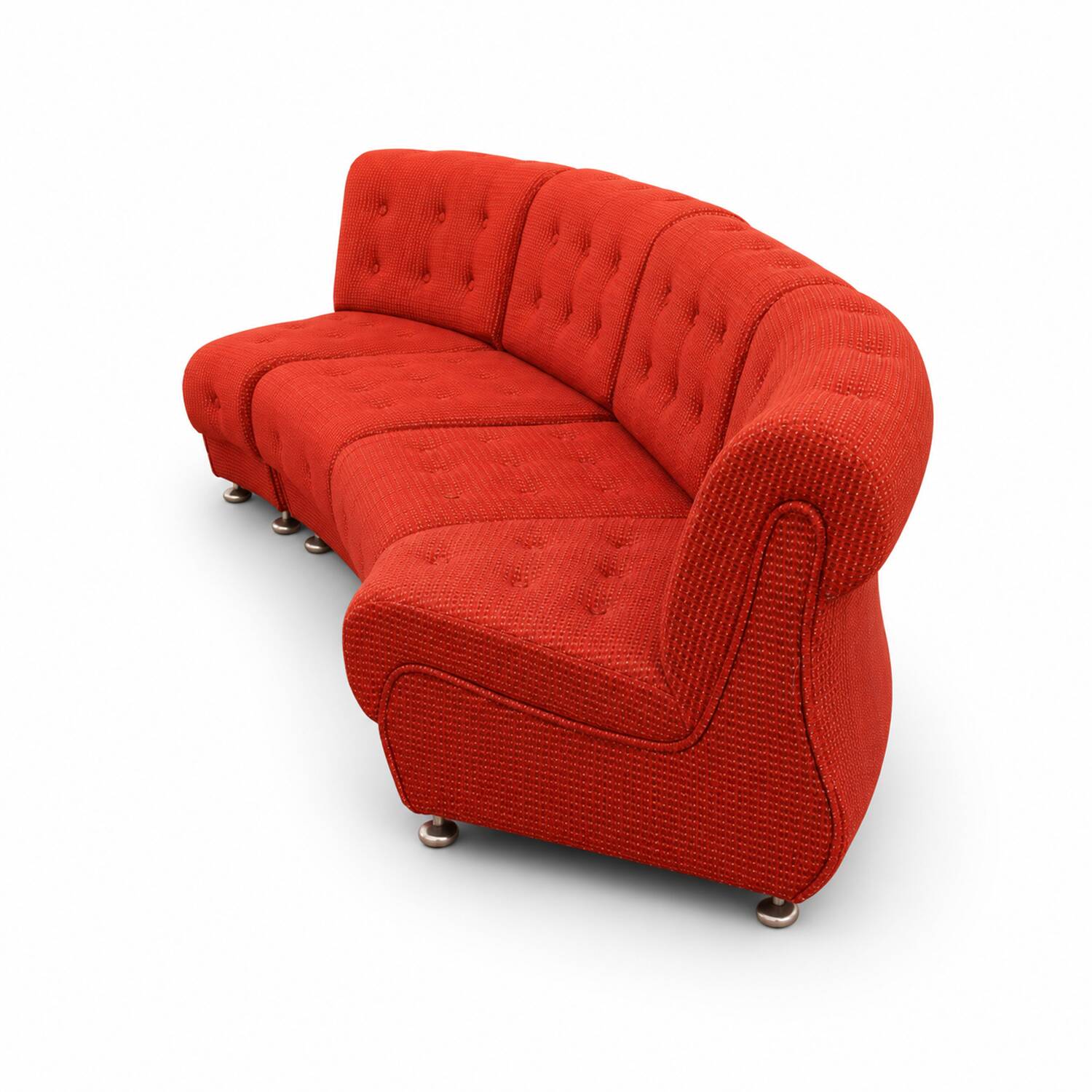 Space Age Modular Curved Sofa In Original Red Fabric, Tatra 1970s