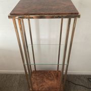 Belgochrom OR 23K side table and elm magnifying glass from the 1970s.