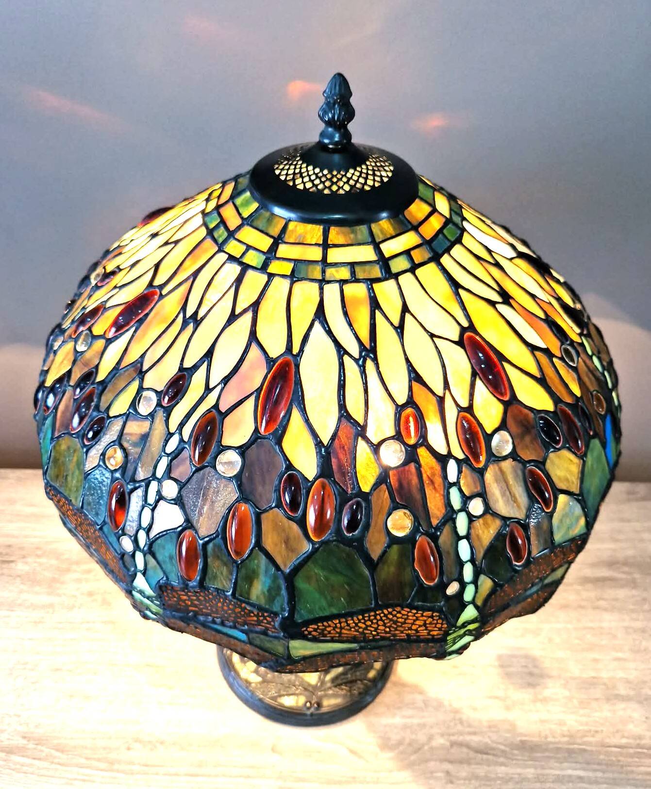 Tiffany style table lamp - Iconic "Dragonfly" model (Dragonflies)
