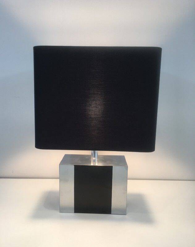 Chrome and black lacquer lamp