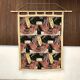 Tapestry wall hanging with sailing boats motif on bamboo rod, Italy 1940s
