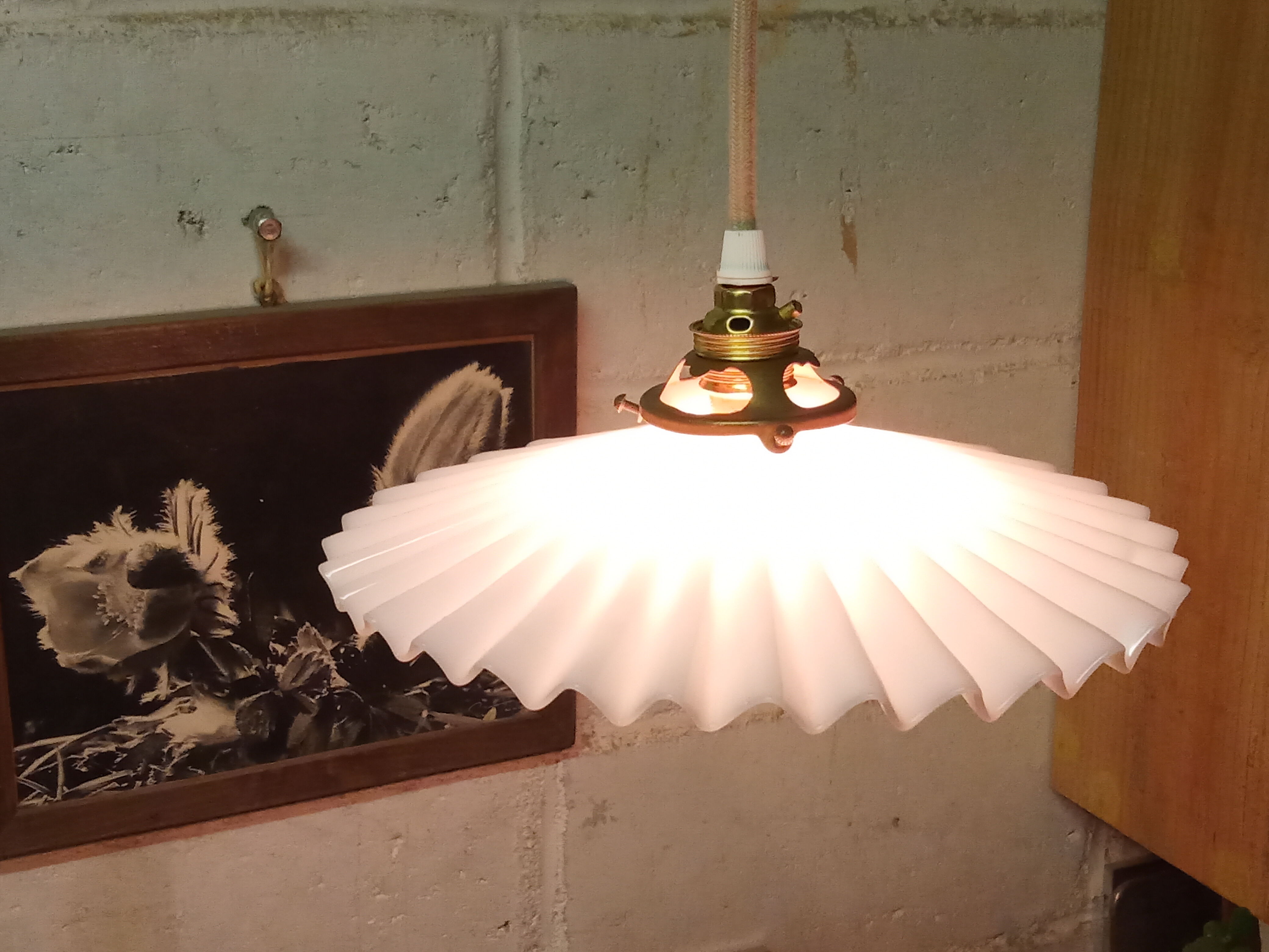 Old pleated opaline hanging