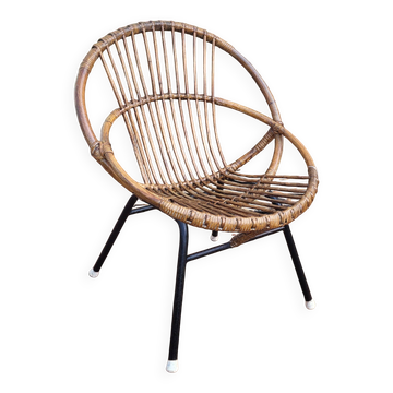 Fauteuil coquille en rotin