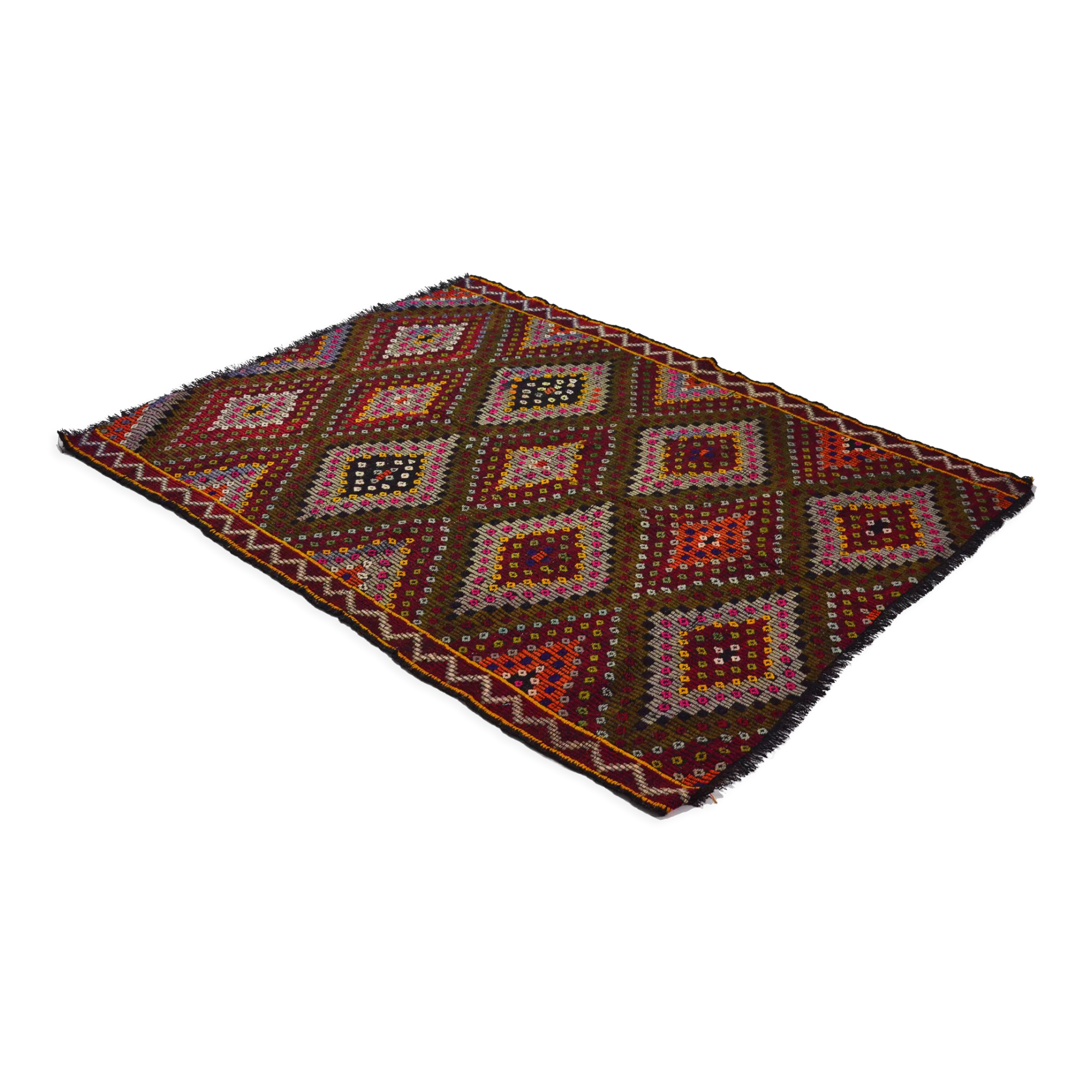 Anatolian handmade kilim rug 243 cm x 180 cm