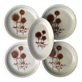 Set of 4 dessert plates and 1 “Thistle” bowl