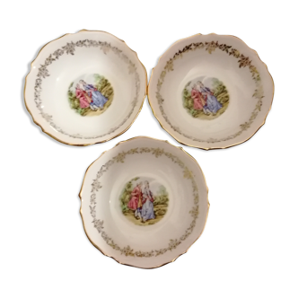 3 coupelles porcelaine de la compagnie nationale