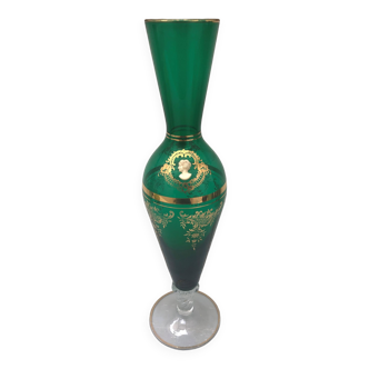 Vase camée vert et doré