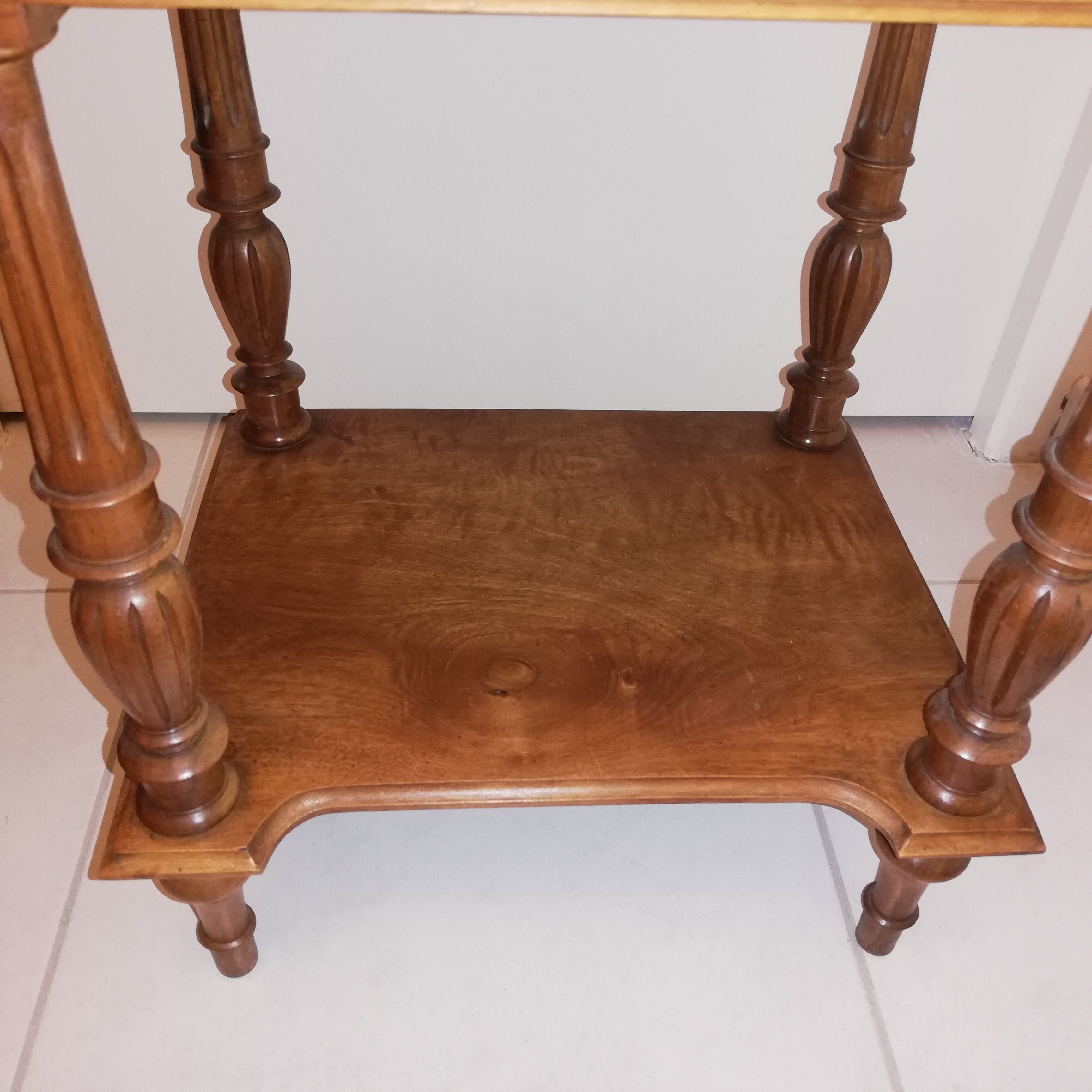 Louis XVI style bedside with marble top and carved door