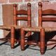 Pair of low armchairs by the fireplace. (Straw seat)