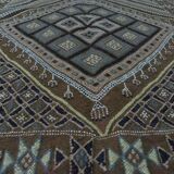Vintage Berber Wool Carpet Hand-Knotted Antique Tunisian Brown