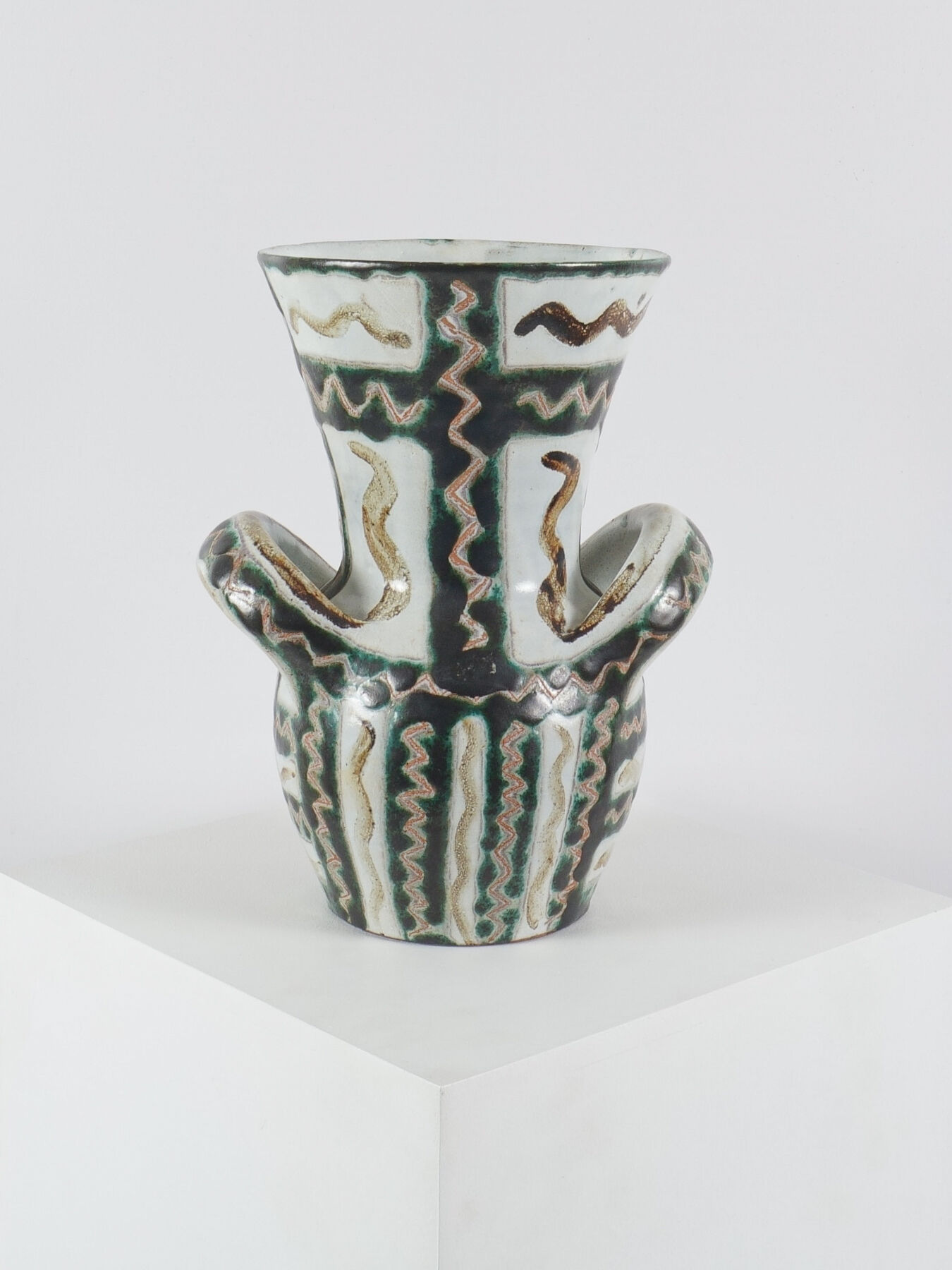 Ceramic vase with handles by Robert Picault, France, circa 1960.