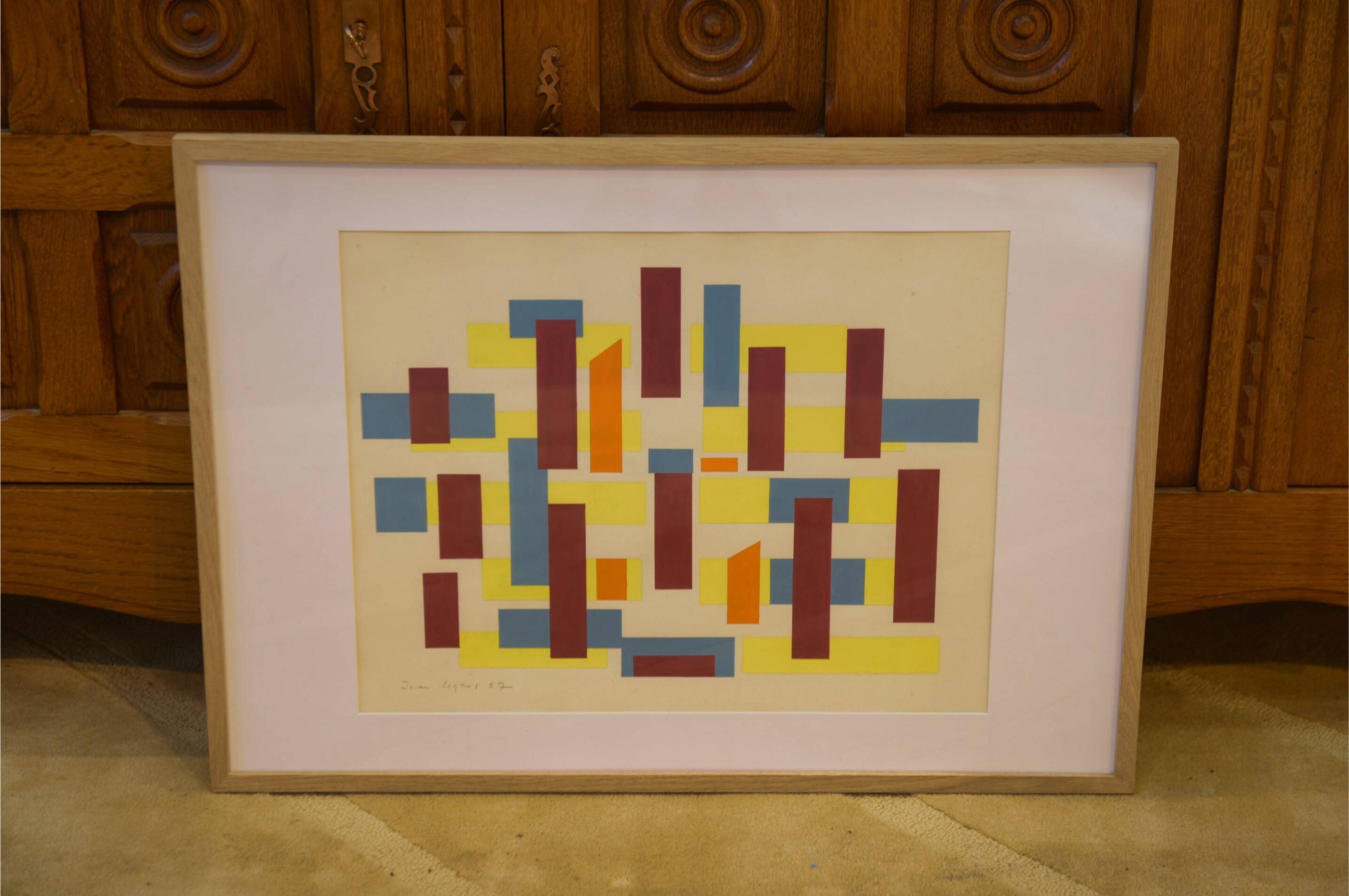 Painting on paper signed Jean Legros 1957
