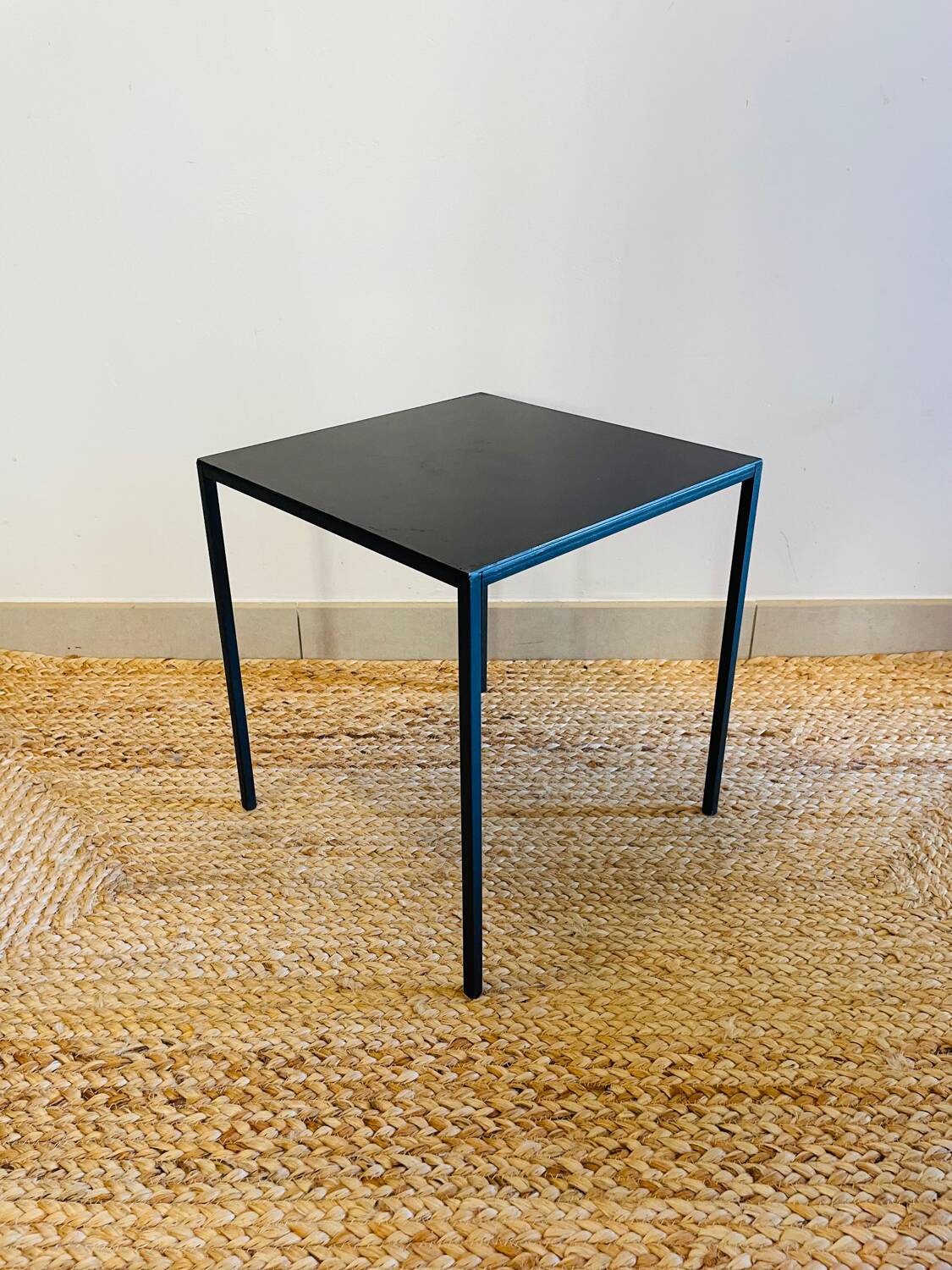 Black coffee table in raw steel Domino model Caravane brand