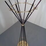 Italian copper and steel tubular coat rack, 1950s