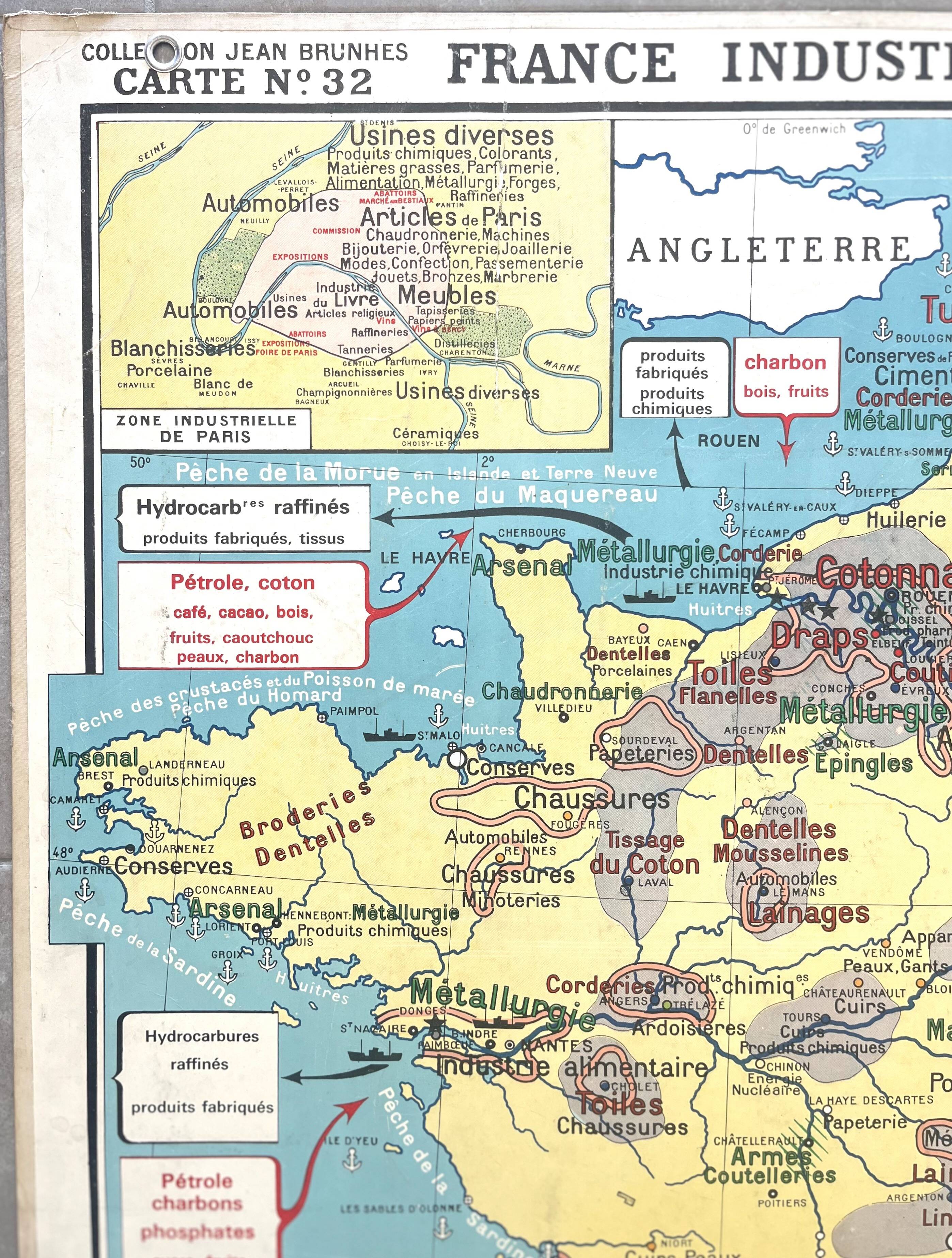 Old school map Hatier Brunhes 32, 1940 - Mineral France