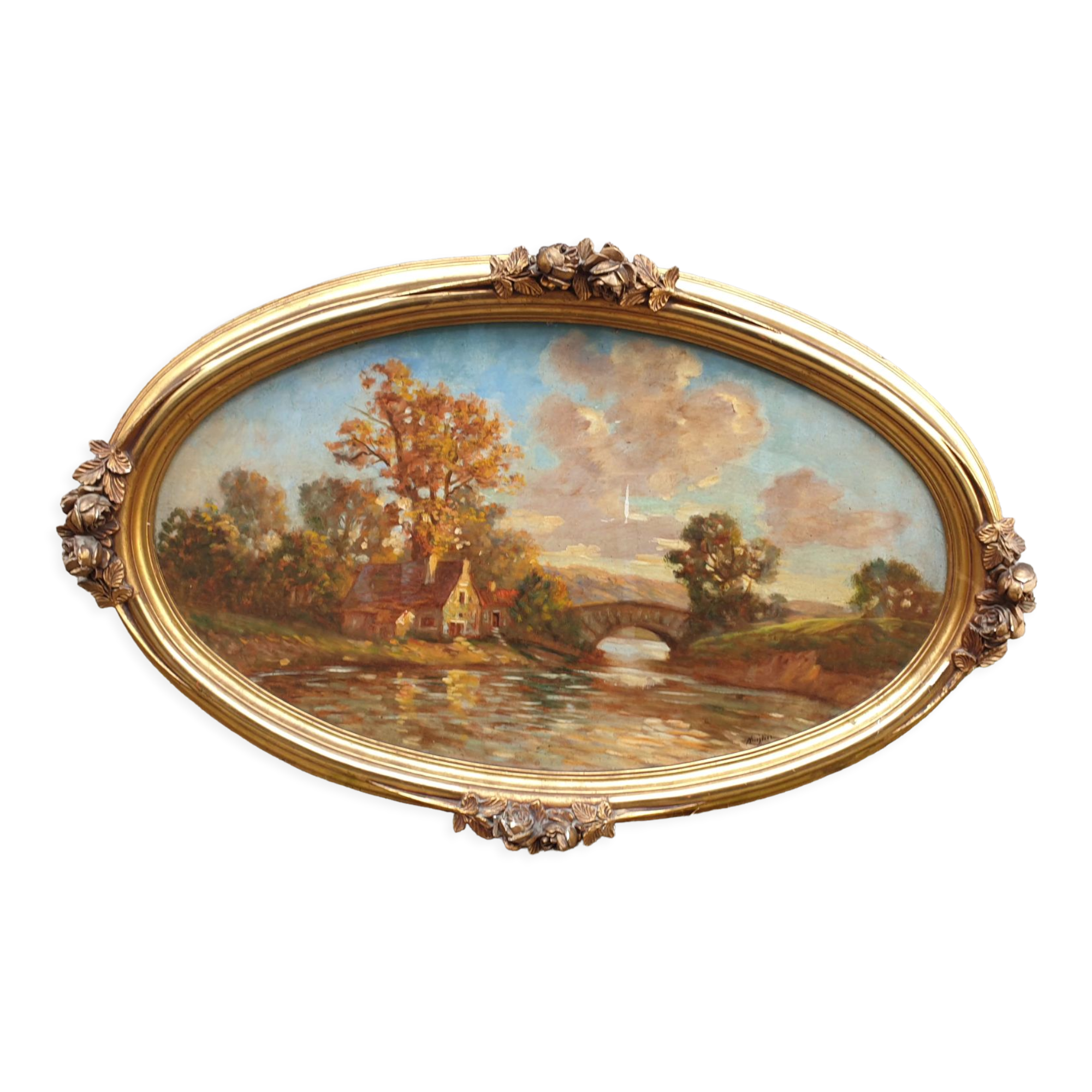 Huile sur panneau art déco