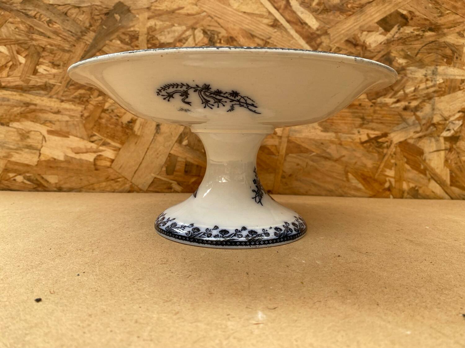 Antique White Porcelain Cake Dish Compotier Vintage Flower Decor