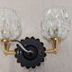 Set of 4 modernist double wall lights by Maison Arlus, France circa 1950.