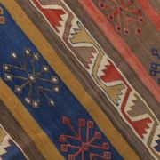 3x14 Navy Blue & Red Kilim Rug, 100x410 Rare Size Kilim Rug,Wool Runner Rug