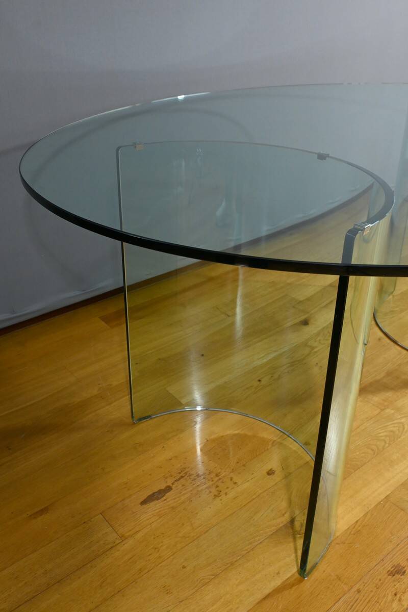 Oval Glass Table, attributed to Fiam, Italy – 1980