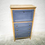 Vintage blue secretary and raw wood