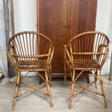 Pair of rattan armchairs