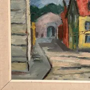 Original Swedish Oil on Panel – “Urban Landscape” by B. Gustavson – Signed – Dated 1947 – Vintage & Framed