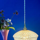 Vintage pink and gold clichy glass lampshade pendant light