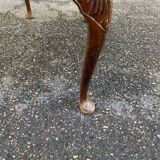 Table basse anglaise chippendale bois massif et cuir