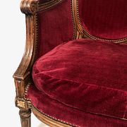 Louis XVI style shepherdess trimmed with dark red velvet, early nineteenth