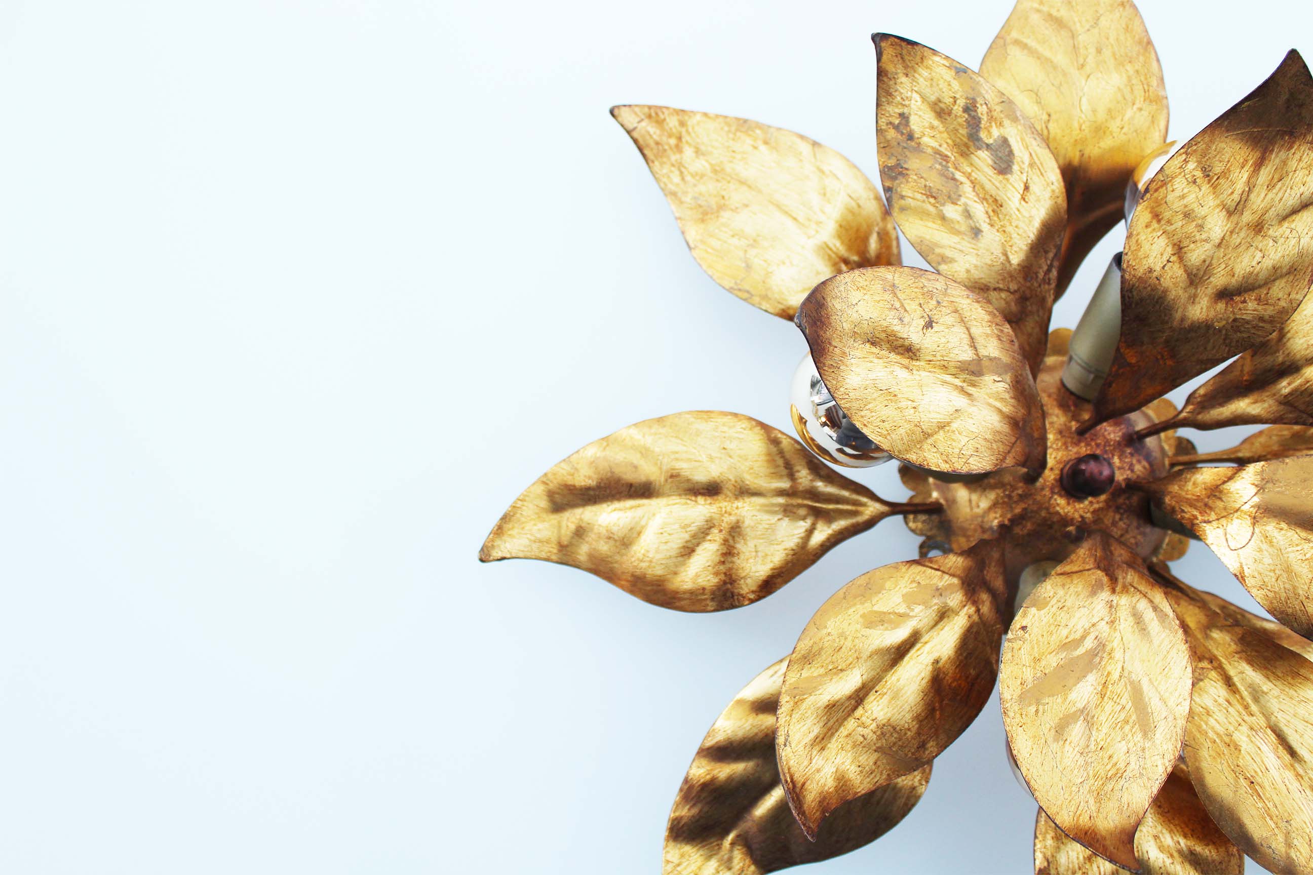 Gilt Florentine Flush Mount Light by Hans Kögl
