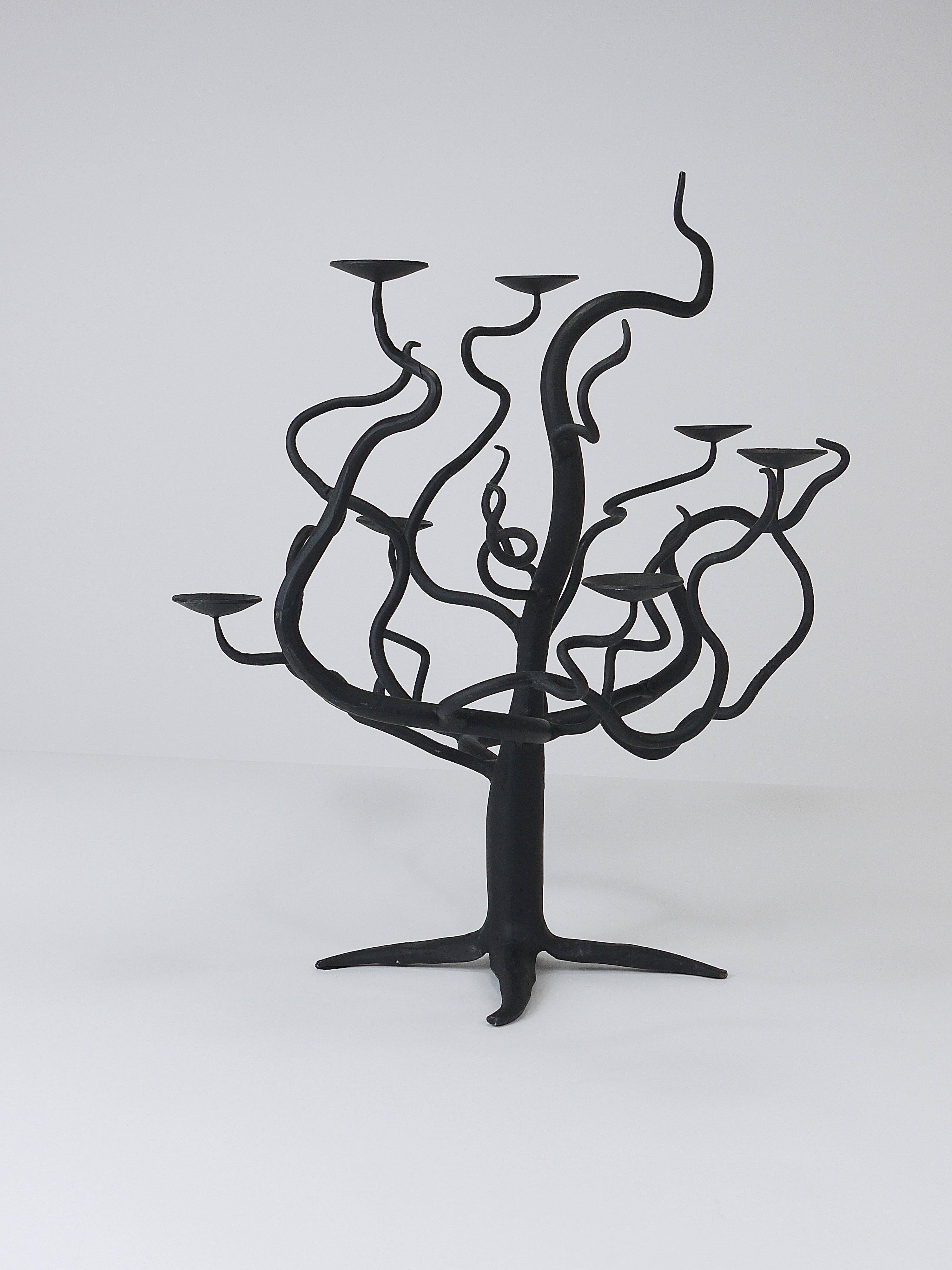 Brutalist Sculptural Chandelier Tree of Life Hand-Forged, 1970s