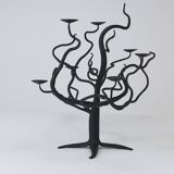 Brutalist Sculptural Chandelier Tree of Life Hand-Forged, 1970s