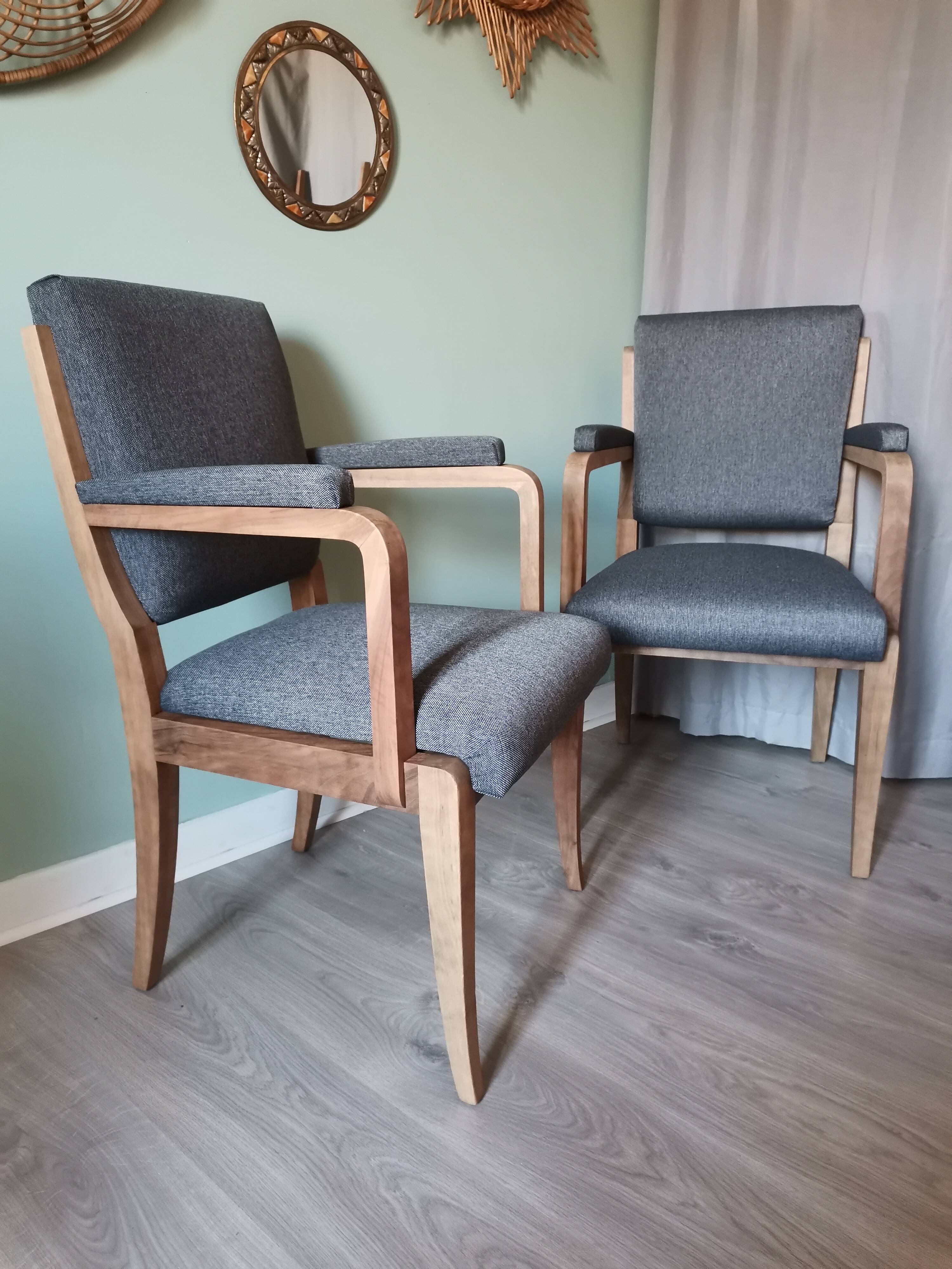 Art Deco grey armchairs
