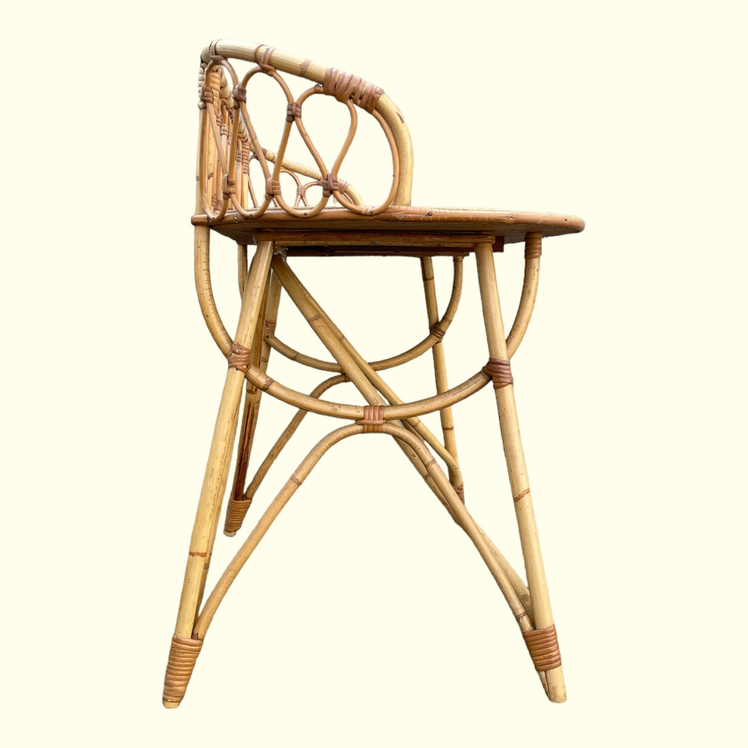 Bamboo and rattan desk and chair set, circa 1970