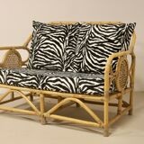 Vintage rattan sofa 2 places year 60