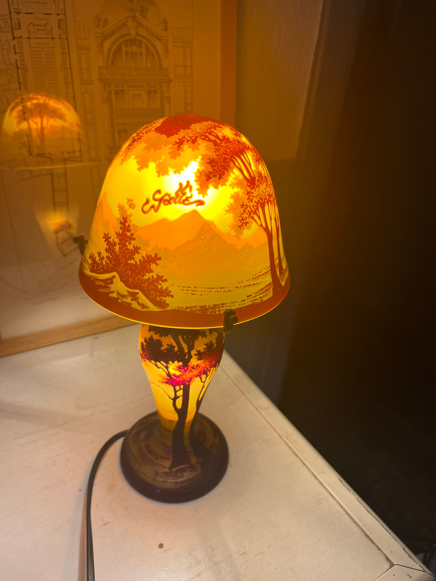 Lampe champignon style Gallé