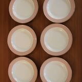 6 vintage rose gold Villeroy & Boch soup plates
